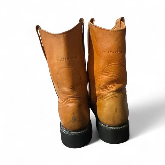 Original Michel Men's Work Brown Boots Size 8.5 Leather Slip Resistant Used - Picture 4 of 7